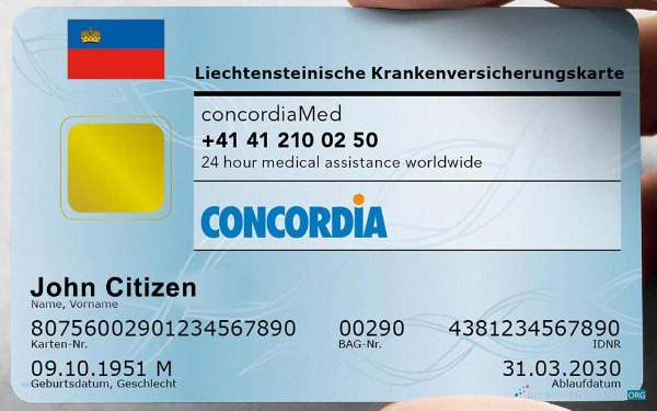 Download Liechtenstein health insurance card Photoshop template